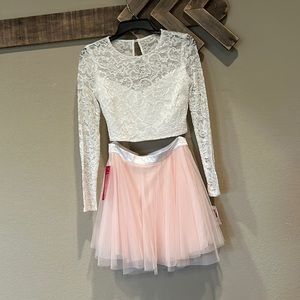 teezeMe two piece pink and lace formal dress